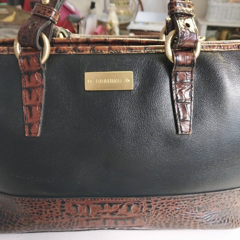 Brahmin Black Leather Satchel  from the Melbourne Tuscan Collection